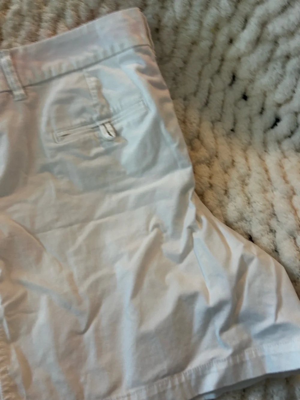 crown & ivy White Women's Chino Bermuda Shorts with Pink Waistband Lining - Picture 3 of 4